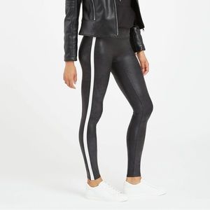 Spanx Leather Leggings with Stripe